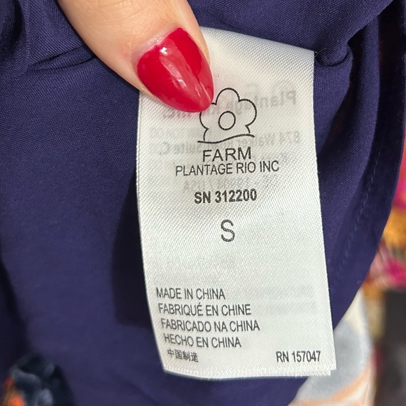 Farm Rio Nature Beauty Blue Scarf Short Dress In Blue Multi - Size S - Picture 7 of 7